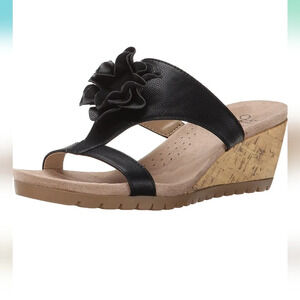 LifeStride Notice Black Nala Wedge Sandal Size Women's 11 with Box